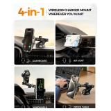 Wireless Car Charger Phone Holder Mount, 15W Fast Charging Auto Clamping Phone Holders for Your Car Dashboard Windshield Air Vent Car Accessories for iPhone, Samsung Galaxy, Google Pixel etc