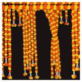 Krati Exports - 5 feet Marigold Garland |Indian/American Wedding Party Mantle Decoration, Faux Garlands Wedding Garland, Diwali Decoration, Spring Bush Floral! (Lemon Yellow & Dark Orange Mix, 5)