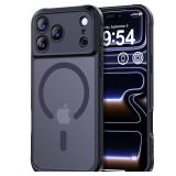 Thomo Magnetic for iPhone 17 Pro Max Case, [Compatible with Magsafe] [Full Camera Protection] Translucent Matte Military Grade Shockproof with Anti-Fingerprint Phone Cover 2025, Black