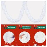 59 Feet Christmas Tinsel Garland Metallic Christmas Tree Garland Glitter Tinsel Twist Hanging for Christmas Tree Party Decorations, Indoor and Outdoor Christmas Decorations(White)