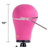 GEX 20-24 Canvas Cork Wig Block Mannequin Head for Wig Making Drying Styling Display with Table C Clamp Stand Holder (Rosy 22)