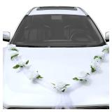 GWHOLE Artificial Flowers Bouquet Ribbon Set, Wedding Car Flowers for Wedding Party Decoration