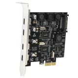 LinksTek 4-Ports PCIE USB 3.0 (3.1 GEN1) 5Gbps Expansion Card for Desktop PCs, 4X 5Gbps Max USB-C Ports, Built in Smart Power Distribution Technology, No Need Extra Power Supply (PCIE-U304C)