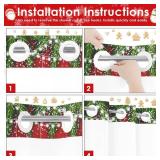 Nesphy No Hook Merry Christmas Shower Curtain with Snap in Fabric Liner Set, Red Snowflake Double Layers Waterproof Fabric with See Through Top Window Open Grommet Bath Curtain 71x74 Inch