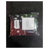 Nesphy No Hook Merry Christmas Shower Curtain with Snap in Fabric Liner Set, Red Snowflake Double Layers Waterproof Fabric with See Through Top Window Open Grommet Bath Curtain 71x74 Inch