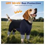 IECOii 3XL Summer Dog Shirt, UPF50+ Breathable Dogs Rash Guard Onesies Quick-Dry Easy On Clothing with Back Zipper for Outdoor, Comfortable Pet Pajamas for Indoor(XXXL, Blueblack)