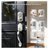 Veise VE012W-H WiFi Smart Front Door Lock Set, Built-in WiFi, App Remote & Voice Control, Fingerprint Keyless Entry Smart deadbolt with Handle, Backlit Keypad, Auto Lock, IP55 Waterproof, Satin Nickel