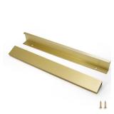 YONFIAFIT 3 Pack 10 (250mm) Overall Length Overall Length Edge Finger Pull, Brushed Brass Aluminium Hidden Furniture Wardrobe Cabinet Drawer Pull Long Concealed Furniture Closet Door Handle, 3699S