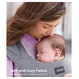 Momcozy Portable Baby Carrier Compact & Lightweight, Adjustable for Travel, Fold & Go Convenient Storage Hip Pouch, Wide Shoulder Straps, Soft Skin-Friendly Fabric, for Babies 12-35 lbs (Grey)