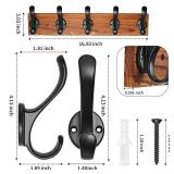 Hmsrjh Coat Rack Wall Mounted, Pre-Assembled 16 Wooden Hat Rack with 5 Hooks, Heavy Duty Rustic Farmhouse Wood Plank for Entryway, Bathroom - for Hanging Coats, Jackets, Hats, Bags, Backpacks