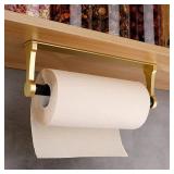 Adhesive Or Drilling 12IN Gold Kitchen Paper Towel Holder Under Cabinet Aluminum Alloy Plastic Spring-Rod Wall Mount Under Counter Insider Door Holds All Paper Towel Rolls