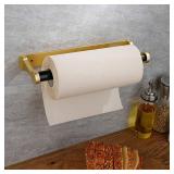 Adhesive Or Drilling 12IN Gold Kitchen Paper Towel Holder Under Cabinet Aluminum Alloy Plastic Spring-Rod Wall Mount Under Counter Insider Door Holds All Paper Towel Rolls