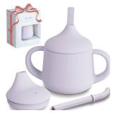 Moonkie Silicone Baby Sippy Cups | 3 Stages Training Cup Straw Cup for Infants Toddlers and Kid | 4 oz 1Pack