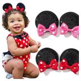 Ayesha Mouse Ears Hair Clips Mouse Ears for Girls Sequin Mouse Bows Barrettes Mice Ears Polka Dot Bows Mouse Hair Accessories for Kids Costume Party 4PCS