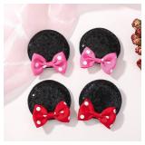 Ayesha Mouse Ears Hair Clips Mouse Ears for Girls Sequin Mouse Bows Barrettes Mice Ears Polka Dot Bows Mouse Hair Accessories for Kids Costume Party 4PCS