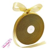 100 Yards Glitter Gold Ribbon 5/8 Inch, Sparkly Thin Solid Fabric Ribbon for Gift Wrapping, Crafts, Holiday Wedding Birthday Party Decoration Floral Bouquet, Metallic Gold Ribbon Roll