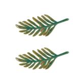 SOFFEE DESIGN Set of 2 Metal Green Leaf Cabinet Pull Dresser Drawer Handle, Simulated Leaf Shape Gradient Color with Glossy Layer Closet Handles, Door Knobs with Mounting Screws