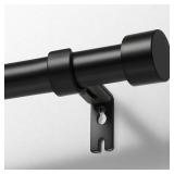 Zeerobee Curtain Rods for Windows 66 to 120, Black Curtain Rod, Adjustable 1 Inch Heavy Duty Outdoor/Indoor Modern Drapery Pole, 32-120