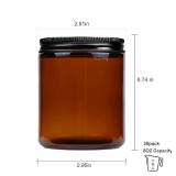 QAPPDA 8oz Amber Candle Jars Set of 30,Round Glass Jars with Black Lids,Empty 250ml Glass Candle Making Jar Bulk Thick Small Food Storage Jar for Spice,Candy,Powder