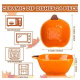 Dandat Fall Thanksgiving Ramekins 6 oz Oven Safe Pumpkin Soup Bowls Ceramic Ramekins Small Dishes Dipping Pumpkin Baking Dish Shaped Bowl for Serving Dip, Sauce, Condiments and Snack(14 Pcs)