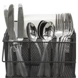 Sorbus Utensil Caddy Silverware, Napkin Holder, and Condiment Organizer Multi-Purpose Steel Mesh Caddy Ideal for Kitchen, Dining, Entertaining, Tailgating, Picnics, and much more (Black)
