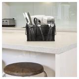 Sorbus Utensil Caddy Silverware, Napkin Holder, and Condiment Organizer Multi-Purpose Steel Mesh Caddy Ideal for Kitchen, Dining, Entertaining, Tailgating, Picnics, and much more (Black)