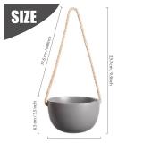 INGOFIN 4 Inch Ceramic Hanging Planter, Modern Hanging Plant Pot with Jute Rope, Succulent Bonsai Pots, Matte Grey Porcelain Flower Pots, for Indoor and Outdoor, Set of 4 (Matte Grey)