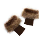 LA CARRIE Women Faux Fur Plush Leg Warmers Short Furry Fuzzy Leg Cuffs Girls Winter Knitted Boot(Raccoon)