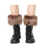 LA CARRIE Women Faux Fur Plush Leg Warmers Short Furry Fuzzy Leg Cuffs Girls Winter Knitted Boot(Raccoon)