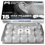 Peace&Quiet PQ Wax Ear Plugs for Sleeping, Swimming - 15 Soft Noise Cancelling Silicone Gel Wax Earplugs for Sleep and Swimmers, Ear Protection with Sound Blocking Level of 32 Db, (15-Pillows)