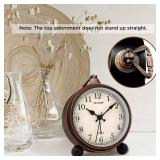 Peakeep 4 Small Battery Operated Antique Retro Analog Alarm Clock with Contour Lines in Gold for Room Decors, Silent Elegant Bedside Desk Gift Clock