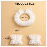 Lace Neck Ruffle Collar and Wrist Cuff Sleeves Detachable Clown Costume Accessories White for Lolita Jester Pierrot Penny