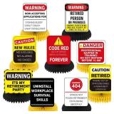 Funny Retirement Party Decorations 9Pcs Retirement Honeycomb Centerpieces for Women & Men Happy Retirement Table Centerpieces Caution Logos Sign for Office Coworker Farewell Going Away Party