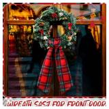 VitalCozy Christmas Wreath Sash for Front Door Wreath Satin Sash for Embroidery Monogram Garland Ribbon Accessories Xmas Party Yard Doorway Indoor Outdoor Wall