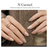 ohora Semi Cured Gel Nail Strips (N Carmel) - Nude, Glitter, Works with Any UV/LED Lamps, Salon-Quality, Long Lasting, Easy to Apply & Remove