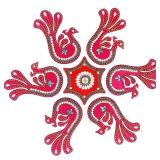 Diwali Decoration Combo Acrylic Peacock Rangoli with Red Toran & Laxmi Charan Paduka | Floor & Wall Stickers for Indian Puja, Home Temple, Festival Decor CMB-02