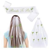 XunYee Margs and Matrimony Bachelorette Margarita Party Decoration Bride to Be Sash with Bachelorette Veil and Sash for Matrimony Bridal Shower Gift Wedding Supply