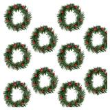 Lystaii 10pcs Christmas Candle Rings Red Artificial Berry Candle Rings with Grass Mini Christmas Wreath for Pillar Candle Christmas Holiday Table Decorations Rustic Wedding Table Centerpiece (Medium)