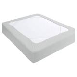 Box Spring Cover Queen, Elastic Fabric Wrap Around 4 Sides Bed Skirt, Sleek Alternative for Bed Skirts for Hotel/Home, Fits Box Springs up to 13in, Light Grey