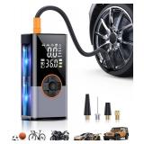 Tire Inflator Portable Air Compressor, 150PSI & 2X Faster Inflation Air Compressor with Digital Pressure Gauge, Portable Air Pump for for Cars, Motorcycles, Bikes and Balls