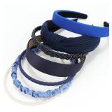 VELSCRUN Headbands for Women 7 Pcs Different Navy Blue Knotted Solid Pearl Head Bands Non Slip Hair Band for Womens Gilrs Thin Thick Short Hair Fashion Accessories