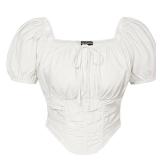 Scarlet Darkness Corset Tops for Women 2024 Going Out Crop Tops Summer Renaissance Shirt White M