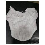 Scarlet Darkness Corset Tops for Women 2024 Going Out Crop Tops Summer Renaissance Shirt White M