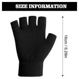 NZKNP Black Fingerless Gloves for Women Men Fingerless Gloves for Women Men Winter Warm Knitted Cold Weather Glove with Finger Holes Stocking Stuffers Teens