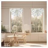 Leeva Kitchen Curtains 36 Inch Length Set, Grey Bird Light Filtering Window Curtain Panels for Small Window Living Room Bedroom, Rod Pocket