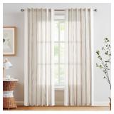 jinchan Striped Linen Blend Curtains 84 Inch Long for Living Room Tan Stripe Semi Sheer Light Filtering Modern Farmhouse Drapes for Bedroom Curtain Set 2 Panels