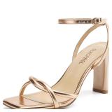 SLXCHBSL Womens Sandals Square Open Toe Strappy Heels for Women Dressy Chunky High Heels Ankle Buckle Heeled Sandals for Women Comfort Wedding Prom Party Shoes 6