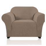 PrinceDeco Stretch Armchair Covers for Chairs Slipcovers for Living Room Couch Covers for Chair Protectors Cover for Dogs/Pets/Kids, Feature Checks Pattern Jacquard Bouncy, Thick and Soft,Macchiato