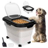 YECERCAN Dog Food Container, Collapsible Pet Food Storage Container 17-20 lb with Rolling Wheels & Airtight Lid, Plastic Storage Bin With Dog Food Scoop and Measuaring Cups