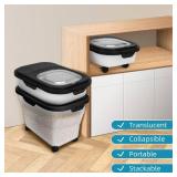 YECERCAN Dog Food Container, Collapsible Pet Food Storage Container 17-20 lb with Rolling Wheels & Airtight Lid, Plastic Storage Bin With Dog Food Scoop and Measuaring Cups